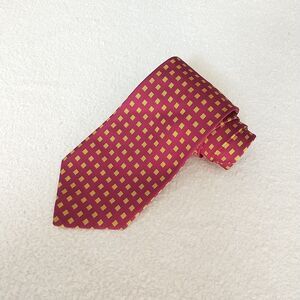 Brooks Brothers Makers Necktie Tie Pink Yellow Geometric All Silk Hand Made USA